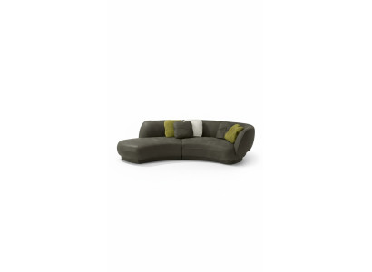 Sofá de tela de 3 plazas con tapizado de cuero moderno, asiento de relax, muebles de lujo, sofá esquinero redondo.