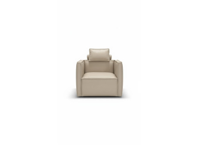Sillón de una plaza de lujo, asiento acolchado, diseño beige, asiento de cuero Prianera nuevo