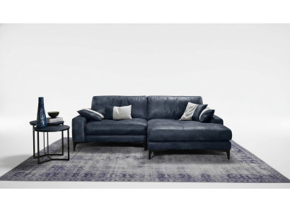Sofá esquinero Salón Sofás Cuero Lujo Forma L Moderno Muebles Azul Nuevo