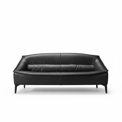Sofá de lujo de tres plazas Sofá de 3 plazas de asientos en cuero negro de diseño estilo muebles