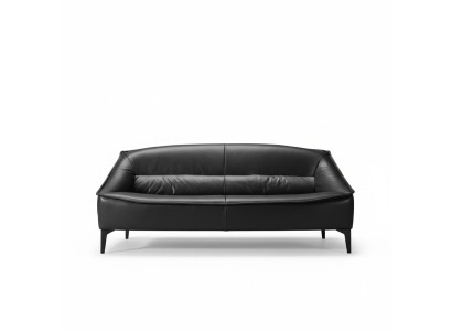 Sofá de lujo de tres plazas Sofá de 3 plazas de asientos en cuero negro de diseño estilo muebles