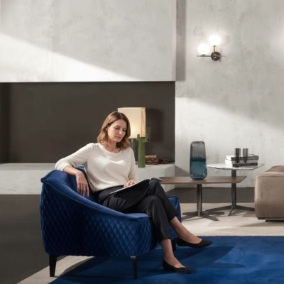 Silla Muebles Moderno Tela Salón Textil Lujo Asiento Relax Muebles Azul Prianera