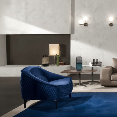 Silla Muebles Moderno Tela Salón Textil Lujo Asiento Relax Muebles Azul Prianera