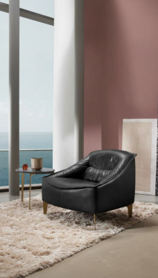 Sillón de diseño moderno acolchado asiento de cuero relax sillón lounge lujo salón