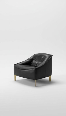 Sillón de diseño moderno acolchado asiento de cuero relax sillón lounge lujo salón