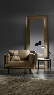 Diseño de sillón gris tapizado en cuero moderno lujo muebles de madera relax nuevo.
