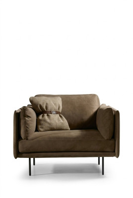 Diseño de sillón gris tapizado en cuero moderno lujo muebles de madera relax nuevo.