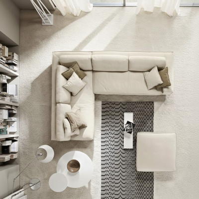 Sofá esquinero de salón en forma de L moderno blanco. Sofás de diseño nuevos.