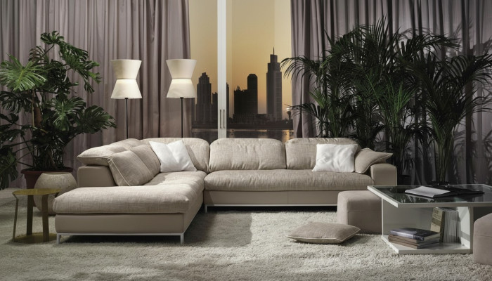 Diseño de sofá de esquina en forma de L Sofás modernos Textil Sofá Salón Sofá Moderno Nuevo