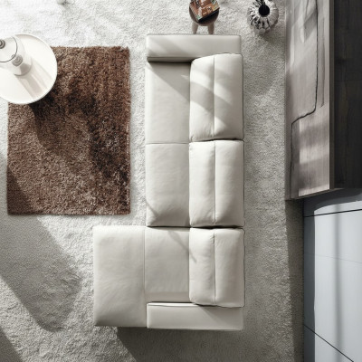 Diseño de sofá en forma de L con tapizado de cuero lujo para el sofá de la sala de estar.