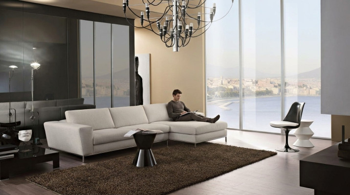 Sofá de esquina de lujo de textiles en forma de L moderno blanco asiento muebles sala de estar esquina nuevo.