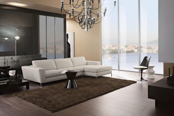 Sofá de esquina de lujo de textiles en forma de L moderno blanco asiento muebles sala de estar esquina nuevo.