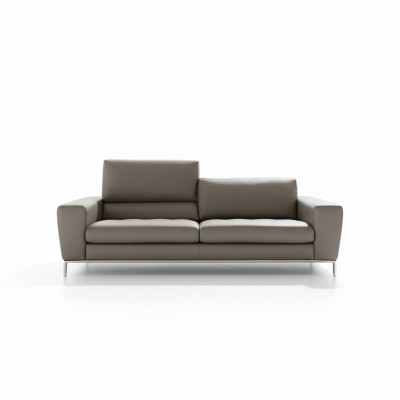 Sofá de lujo de tres plazas de cuero, diseño de asientos en sofás de 3 plazas, muebles de sofá gris Prianera.