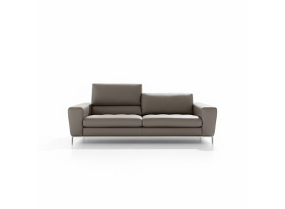 Sofá de lujo de tres plazas de cuero, diseño de asientos en sofás de 3 plazas, muebles de sofá gris Prianera.