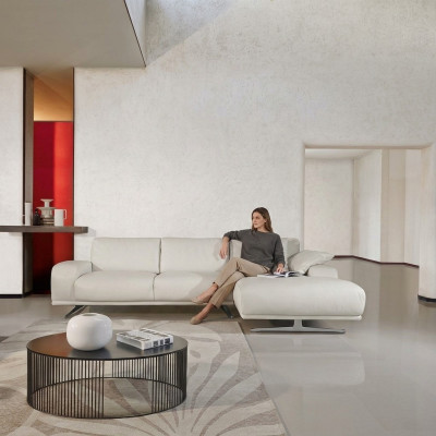 Sofá esquinero en forma de L, muebles de lujo para la sala de estar, diseño de sofá blanco, muebles italianos nuevos.