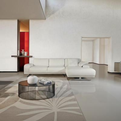 Sofá esquinero en forma de L, muebles de lujo para la sala de estar, diseño de sofá blanco, muebles italianos nuevos.