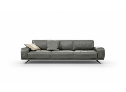 Sofá 3 plazas de lujo de cuero para sala de estar en color gris de diseño Prianera.