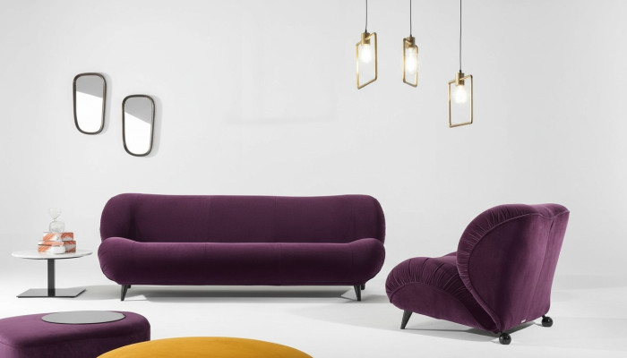 Grupo Set de sala de estar 3+1 Sofá 2 piezas Muebles Sofás Sillones Lujo Asiento Lila Nuevo
