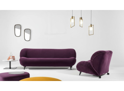 Grupo Set de sala de estar 3+1 Sofá 2 piezas Muebles Sofás Sillones Lujo Asiento Lila Nuevo