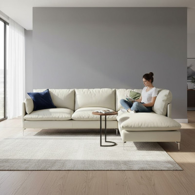 Sofá en forma de L de cuero de lujo diseño sofá sillón sofás muebles nuevos
