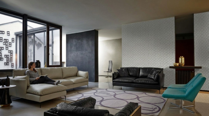 Conjunto de sala de estar perfecto consiste en un sofá de esquina en forma de L y un sofá de 2 plazas.