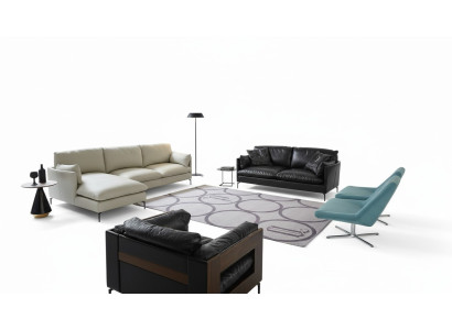 Conjunto de sala de estar perfecto consiste en un sofá de esquina en forma de L y un sofá de 2 plazas.