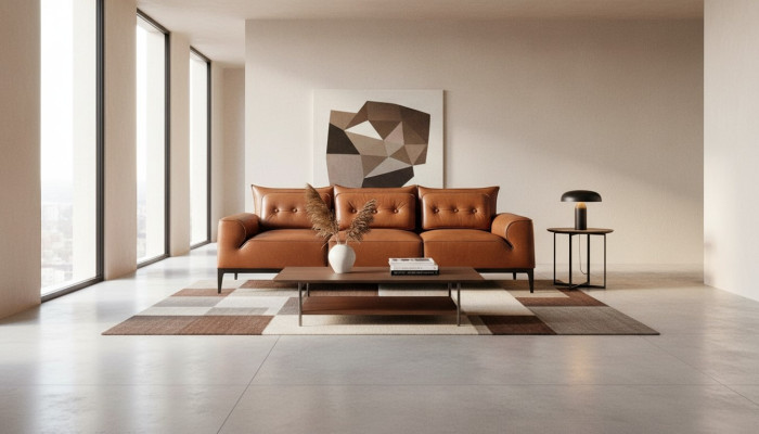 Sofá de tres plazas Sofás de 3 plazas Asientos de lujo en piel Estilo Práctico Sofás Muebles