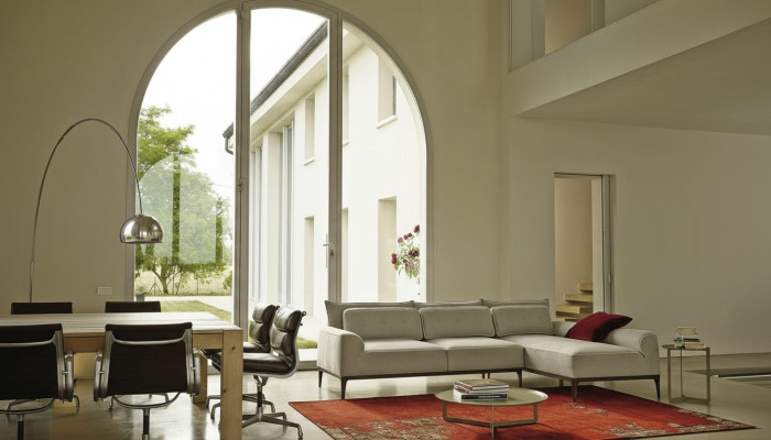 Sofá de esquina Diseño moderno Gris Sofás de tela Forma de L Sala de estar Sofá PRIANERA