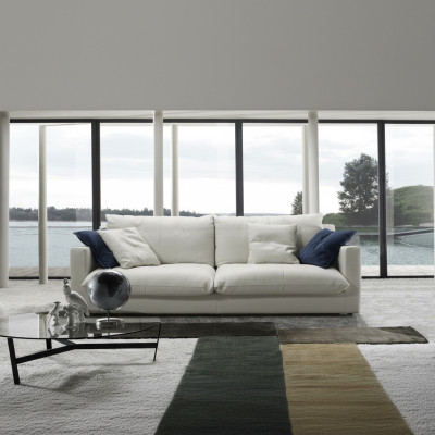 Sofá de lujo de tres plazas, sofás de 3 plazas, asiento de cuero, sofá de diseño, muebles estilo Prianera.