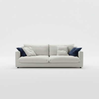 Sofá de lujo de tres plazas, sofás de 3 plazas, asiento de cuero, sofá de diseño, muebles estilo Prianera.