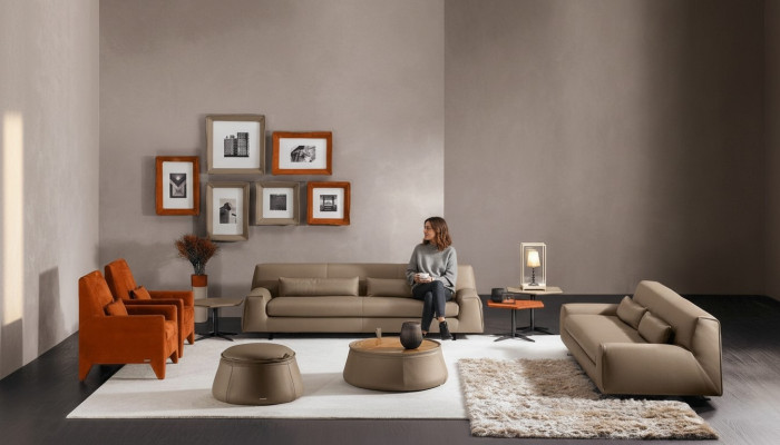 Conjunto de sofás, sofá tapizado, sofá de cuero, Prianera, Muebles italianos, Sofá