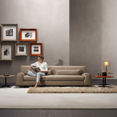 Sofá de 3 plazas gris para sala de estar, tapizado en tela de muebles italianos.