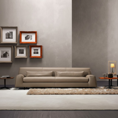 Sofá de 3 plazas gris para sala de estar, tapizado en tela de muebles italianos.