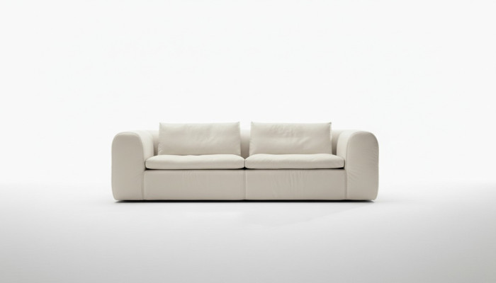 Sofá 3 plazas de cuero blanco muebles de lujo para la sala de estar.