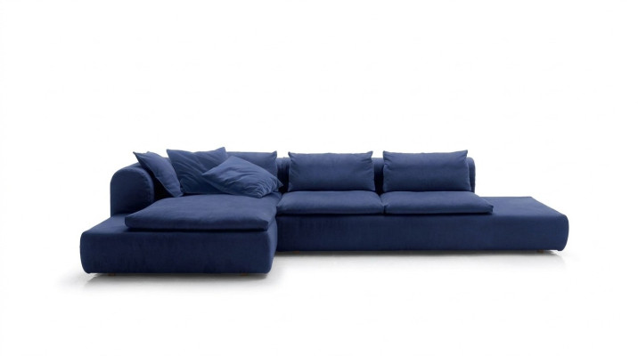 Sofá esquinero en forma de L Muebles Azul Sofás Textil Acolchado Sofás Sofa