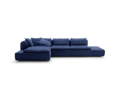 Sofá esquinero en forma de L Muebles Azul Sofás Textil Acolchado Sofás Sofa