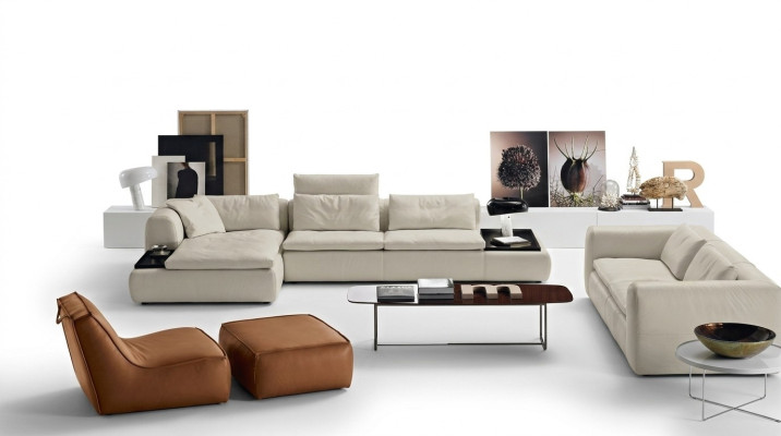 Sofá de diseño en forma de L, sofá tapizado, sofá de esquina de cuero para la sala de estar, muebles de lujo.