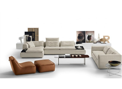 Sofá de diseño en forma de L, sofá tapizado, sofá de esquina de cuero para la sala de estar, muebles de lujo.