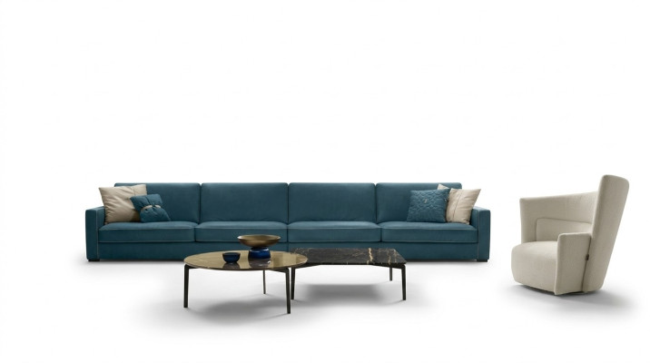 Sofá de 4 plazas tapizado en cuero Diseño de sofás italianos Muebles azules.