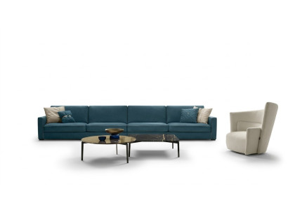 Sofá de 4 plazas tapizado en cuero Diseño de sofás italianos Muebles azules.