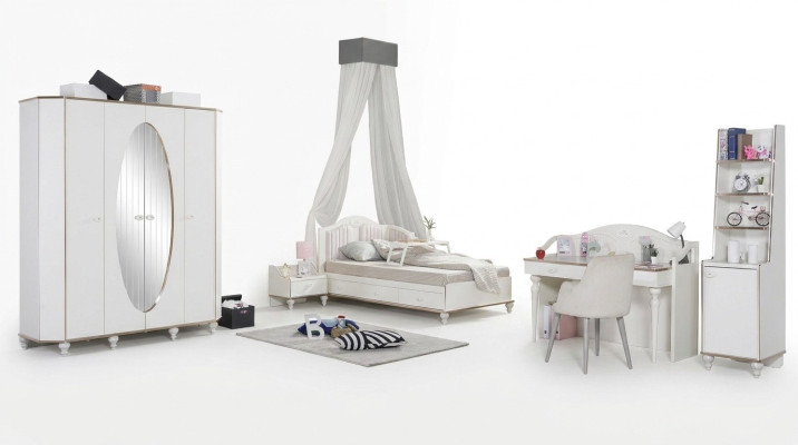 Conjunto de dormitorio de 5 piezas. Cama mesita de noche escritorio cama infantil muebles