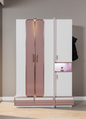 Armario de madera de lujo para niñas, diseño de muebles, nuevo, rosa, habitación infantil.