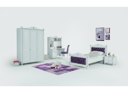 Juego de muebles para habitación de niños Cama Mesita de noche Armario Set de muebles de 4 piezas