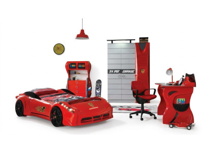 Conjunto de muebles para niño: cama, armario, cómoda y escritorio (4 piezas).