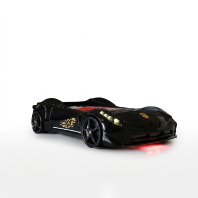 Muebles para niños Cama Dormitorio Coche de carreras Carro de madera Camas Negras Nuevas