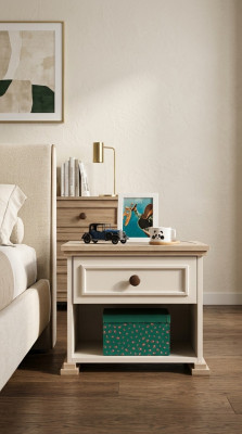 Diseño de muebles modernos Mesita de noche Niño Auxiliar Habitación juvenil Beige Madera