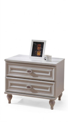 Diseño de mesita de noche auxiliar blanca de madera de muebles nueva.