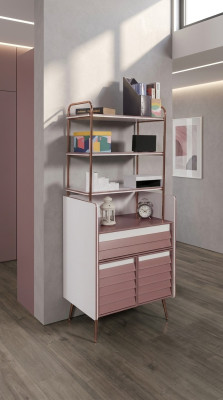 Armario de libros multifuncional para la habitación juvenil con estanterías de madera.