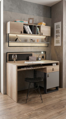 Escritorio marrón mesa dormitorio juvenil muebles de madera 131x63x109cm.