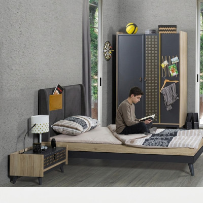 Diseñador habitación infantil mesita de noche cama armario de dormitorio de 3 piezas